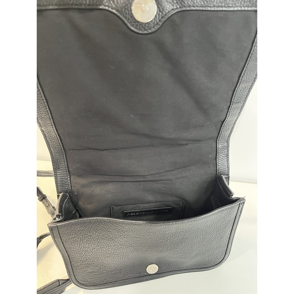 REBECCA MINKOFF Black Pebbled Leather Top Handle‎ Crossbody Bag Minimalist - Picture 4 of 11